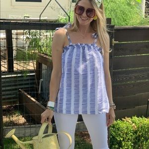 Brooke Wright nwt Coco top in blue ticking size xs/sm